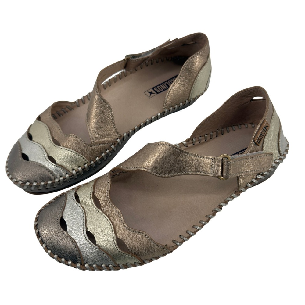Pikolinos Puerto Vallarta Mary Jane Sandals Gold Metallic Women EU‎ 37/US 6.5-7